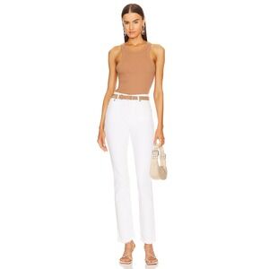 AGOLDE Riley High Rise Crop Straight Jeans White Pants Raw Hem Button Front 25